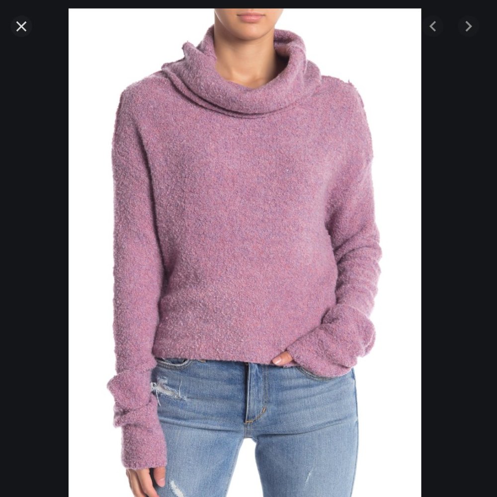 Free People Purple Cozy Cropped Sweater